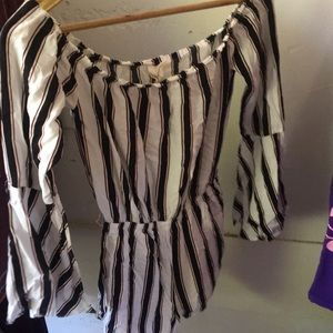 Long sleeve striped romper
